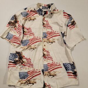 Men's Large Bit and Bridle Country Western Button Down